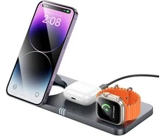 Belaidis įkroviklis Hoco 3in1 (CQ22) (MagSafe) (Phone;AirPods;Watch) 15W juodas