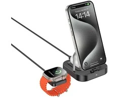 HOCO belaidis įkroviklis 3in1 compatible with Apple Watch 3A 5W CQ16A juodas