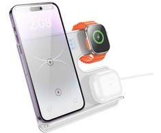„Hoco 3in1“ 15 W „MagSafe“ ir Apple suderinamas belaidis įkroviklis, laikrodžiui, 15 W, CQ19, sidabrinis