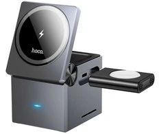 Belaidis įkroviklis Hoco 3in1 (CQ8) (MagSafe) (Phone; Pods; Watch) 15W juodas