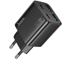 Telefono įkroviklis Hoco 2 x USB C + 2 x USB A QC3.0 PD 3A 30W N56 juodas