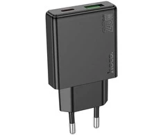 Įkroviklis Hoco Slim N38 (1xUSB-C; 1xUSB 20W) juodas