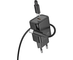 Telefono įkroviklis Hoco USB C QC PD 20W + laidas USB C į Lightning N60 juodas