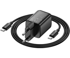 Telefono įkroviklis Hoco USB A + USB C QC3.0 PD 3A 20W + laidas USB C į USB C N34 skaidrus