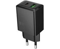 Telefono įkroviklis Hoco USB A + USB C QC3.0 PD AFC 3A 30W N71 juodas