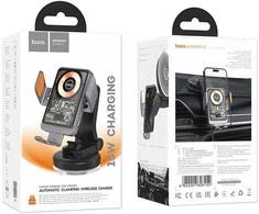 Wireless car phone holder Hoco 15 W windshield / dashboard HW8 juodas