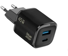 BlueStar Phone charger Blue Star Nano GaN USB C + USB A QC4.0 PD 3A 45W VT-334 juodas