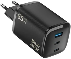 BlueStar Phone charger Blue Star Nano GaN 2x USB C + USB A QC4.0 PD 3A 65W VT-335 juodas