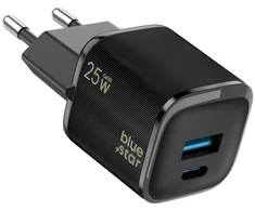 BlueStar Phone charger Blue Star Nano GaN USB C + USB A QC4.0 PD 3A 25W VT-331 juodas