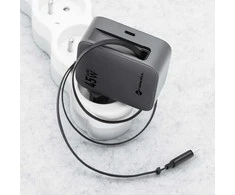 Telefono įkroviklis Forcell F-Energy GaN USB C + ištraukiamas laidas USB C PD QC4.0 3A 45W VT-R5 pilka