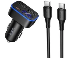 Car charger Hoco with LCD 2xUSB A + 1xUSB C PD QC3.0 42W Z63A juodas