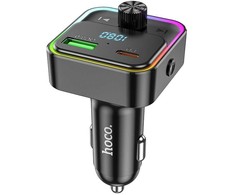 Automobilinis įkroviklis Hoco QC3.0 PD 30W su FM siųstuvu E81 juodas