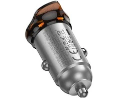 Automobilinis įkroviklis Hoco USB C QC PD 30W + laidas USB C - Lightning NZ16 metalinis pilkas