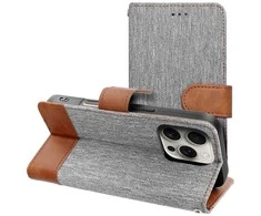 Dėklas Oem Flip case for iPhone 17 Jeans Book pilka