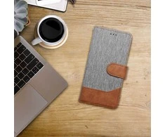 Dėklas Oem Flip case for iPhone 16 PLUS Jeans Book pilka
