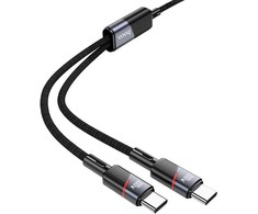 Cable 2in1 USB C į USB C / USB C Hoco 5A 100W 1,2 m U139 juodas