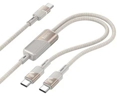 Laidas 2in1 USB C į USB C / USB C Hoco 5A 100W 1,2 m U139 auksinis