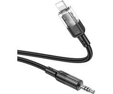 Kabelis AUX Jack 3,5 mm - Lightning Hoco 1,2 m UPA27 juodas