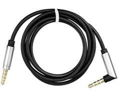 OEM kabelis AUX lizdas 3,5 mm (vyriškas) į lizdą 3,5 mm (vyriškas) 90 laipsnių kampu 1 m juodas