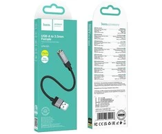 AUX kabelis Jack 3,5 mm (vyras) į Jack 3,5 mm (vyras) Hoco 1 m UPA32 juodas