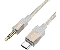 Kabelis AUX Jack 3,5 mm (kištukas) į USB C (kištukas) Hoco 1 m UPA32B auksinis