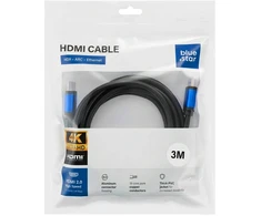 Cable HDMI 2.0 Blue Star 4K 120Hz - High Speed, HDR, ARC, Ethernet, AWM, 18Gbps 3 m juodas