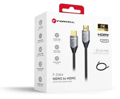 Cable HDMI 2.1 Forcell Cafule 8K 60Hz / 4K 120Hz – Ultra High Speed, HDR, eARC, VRR, 48Gbps 1 m juodas
