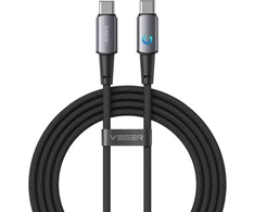 Cable with LED light indicator Type C to Type C VEGER PD 5A 240W CC2-ZSD 1,5 m juodas