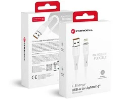 Cable USB A to Lightning Forcell F-Energy 2,4A 12W Silicone 1 m C343 baltas