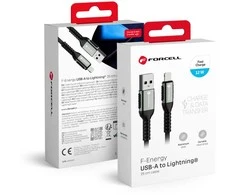 Cable USB A to Lightning Forcell F-Energy 2,4A 12W Cafule 0,25 m C257 juodas