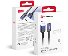 Cable USB A to Lightning Forcell F-Energy 2,4A 12W Gradient 1 m C353 juodas