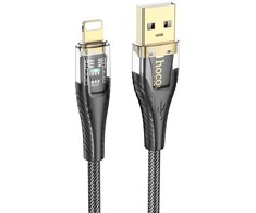 Cable USB A į Lightning Hoco 2,4A 1,2 m U121 juodas skaidrus