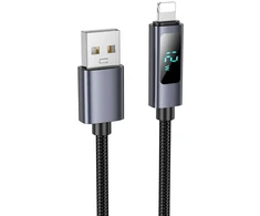 USB A laidas į „Lightning“ Hoco 2,4A su ekranu 1 m X112 juodas