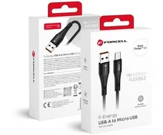 Cable USB A to Micro USB Forcell F-Energy QC3.0 2,4A 18W Silicone 1 m C341 juodas