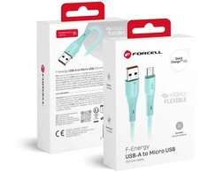 USB A į Micro USB laidas Forcell F-Energy QC3.0 2,4A 18W silikoninis 1 m C341 mėlynas