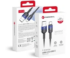 USB A į USB C laidas Forcell F-Energy QC4.0 3A 66W gradientas 1 m C352 juodas