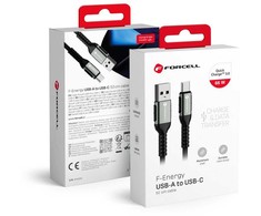 USB A į USB C laidas Forcell F-Energy QC4.0 3A 66W Cafule 0,5 m C256 juodas