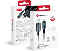 USB A į USB C laidas Forcell F-Energy QC4.0 PD 3A 66W Skaitmeninis 1,2 m C272 juodas
