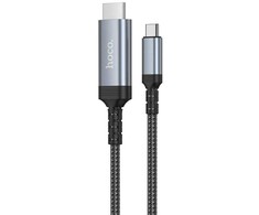 Ekrano veidrodinio perdavimo laidas USB C į HDMI Hoco 4K 30Hz 1,8 m UA43 metalinis pilkas