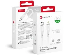 Cable USB C to Lightning Forcell F-Energy PD 3A 27W Silicone 1 m C346 baltas