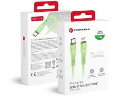 Cable USB C to Lightning Forcell F-Energy PD 3A 27W Silicone 1 m C346 žalias