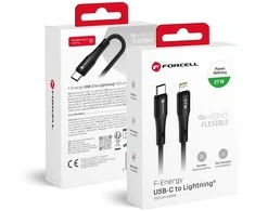 USB C - Lightning kabelis Forcell F-Energy PD 3A 27W silikoninis 1 m C346 juodas