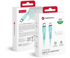 Cable USB C to Lightning Forcell F-Energy PD 3A 27W Silicone 1 m C346 mėlynas