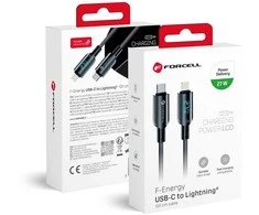 USB C - Lightning laidas Forcell F-Energy PD 3A 27W skaitmeninis 1,2 m C276 juodas