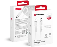 USB C laidas į USB C jungtį Forcell F-Energy QC4.0 PD 5A 100W silikoninis 1 m C347 baltas