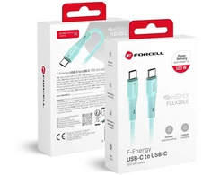USB C į USB C laidas Forcell F-Energy QC4.0 PD 5A 100W silikoninis 1 m C347 mėlynas