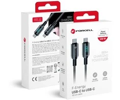 Cable USB C to USB C Forcell F-Energy QC4.0 PD 5A 100W Digital 1,2 m C277 juodas