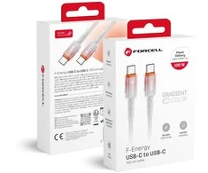 USB C į USB C laidas Forcell F-Energy QC4.0 PD 5A 100W gradientas 1 m C357 baltas