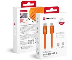 Cable USB C to USB C Forcell F-Energy QC4.0 PD 5A 100W Cafule Flat 1,2 m CCFN23 oranžinis