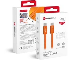 Cable USB C to USB C Forcell F-Energy QC4.0 PD 5A 100W Cafule Color 1,2 m ACYH23 oranžinis